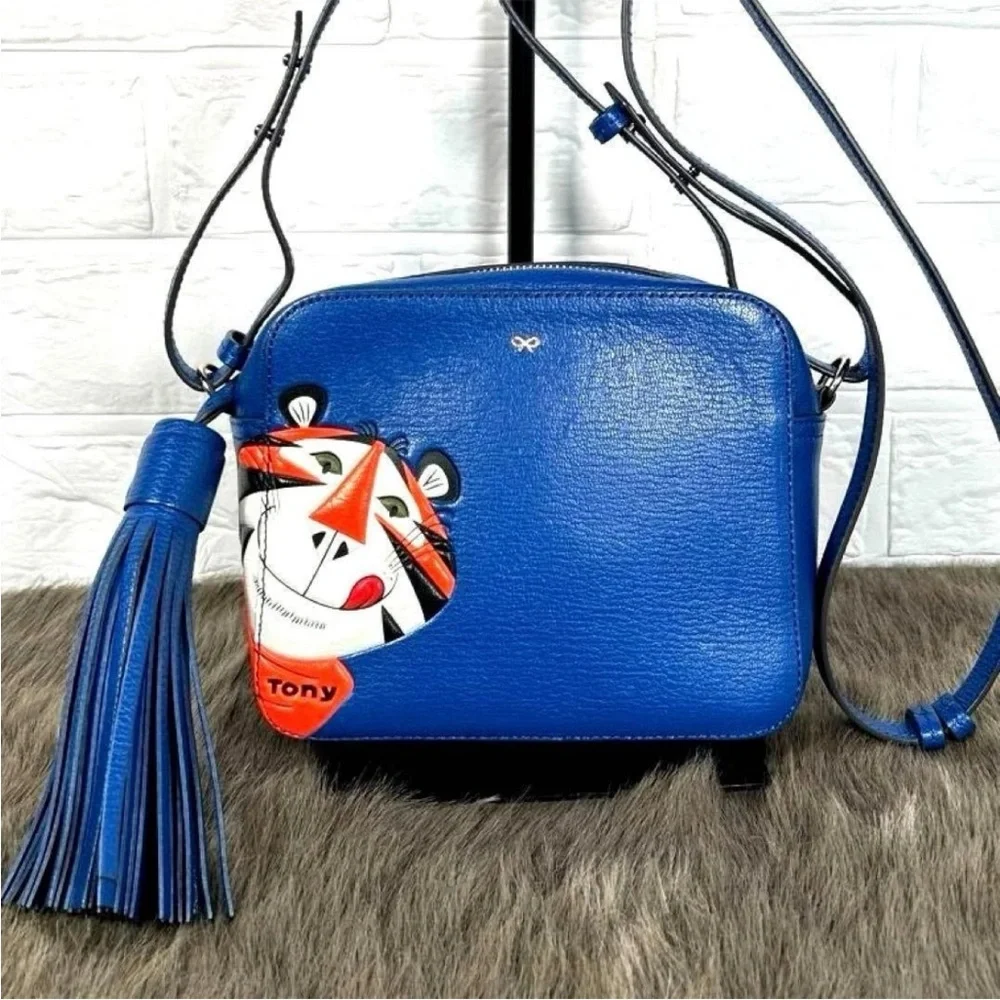 Anya Hindmarch Blue Shoulder Bag with Tassel and Charm - Picture 2 of 11